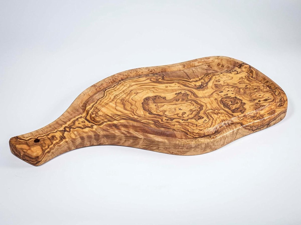 Olijfhouten Snijplank - Houten Serveerplank - Vlees Snijden - Met Sapprofiel - 40-44 cm - Bruin