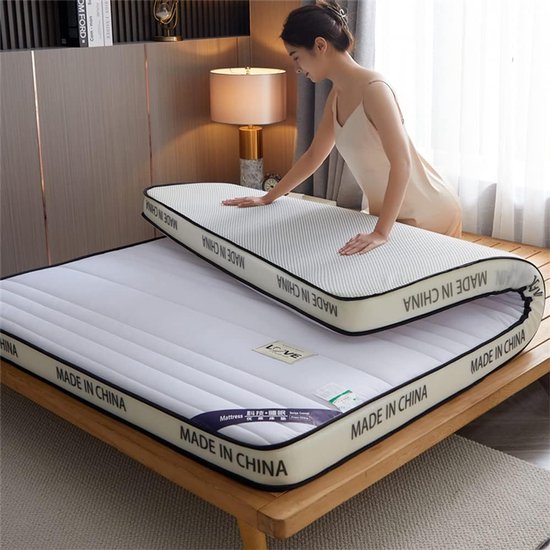 Vloermatras - Japanse slaapmat - Comfortabel slapen - Opvouwbaar ontwerp - 200x220cm - Wit — afbeelding 4