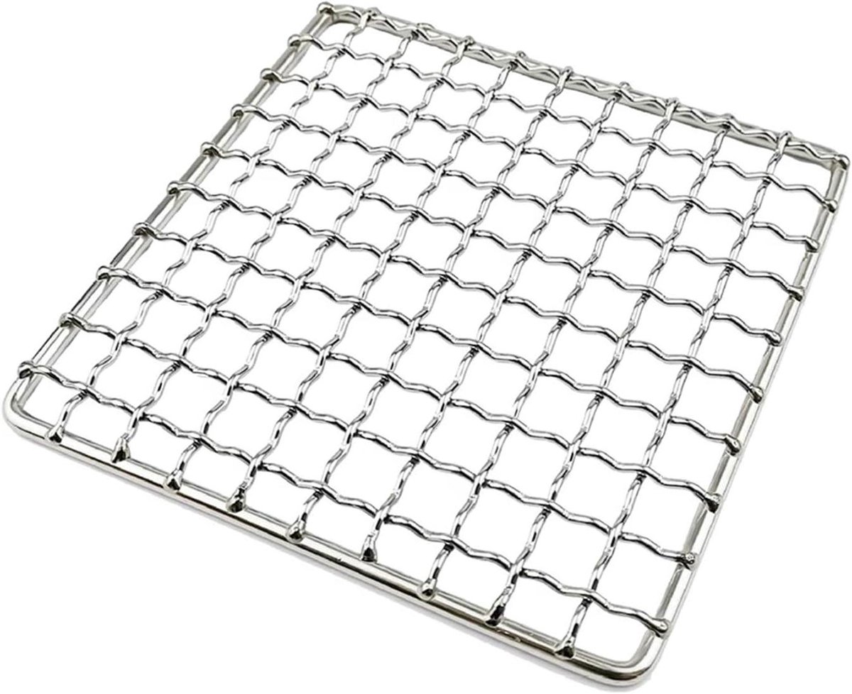 Grill Rooster Mesh - Barbecue Mat - Buiten Koken - Gelijkmatige Warmte - 13 x 13 cm - Zilver