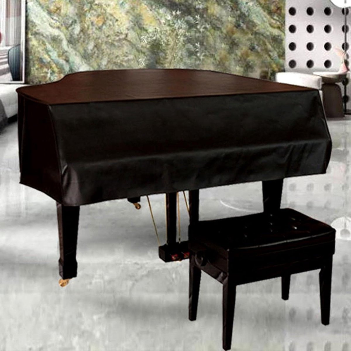 Vleugel Pianohoes - Piano Beschermhoes - Stofvrij Houden - Leer Kwaliteit - 160cm - Zwart