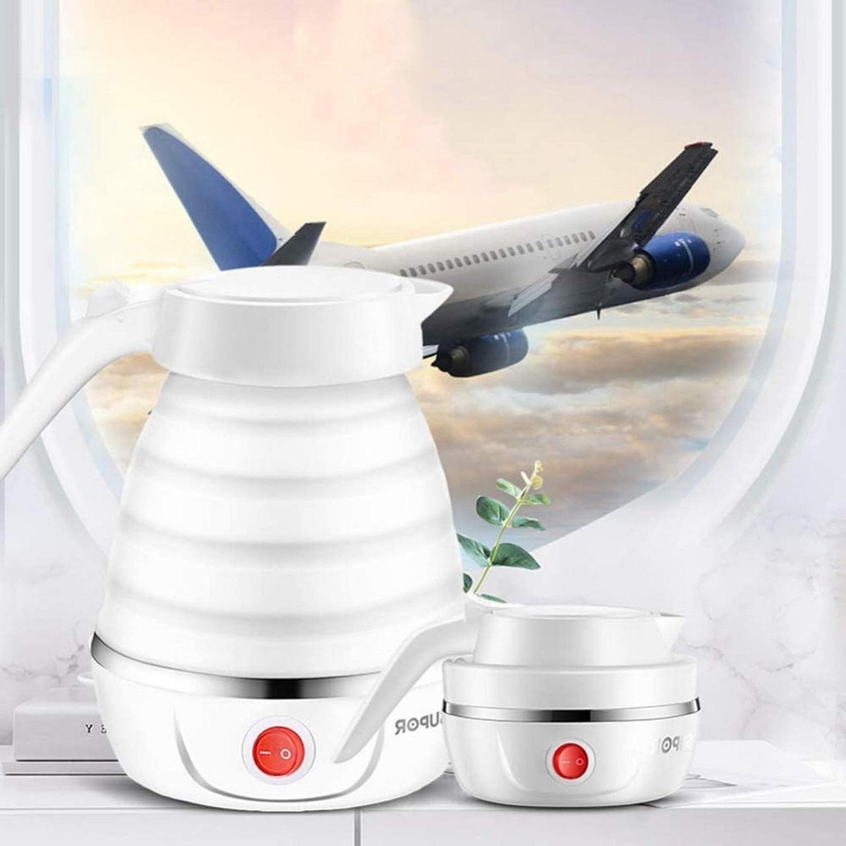Opvouwbare Waterkoker Reis Waterkoker Koffie Thee Zetten Wereldwijde Spanning 06 Liter Wit