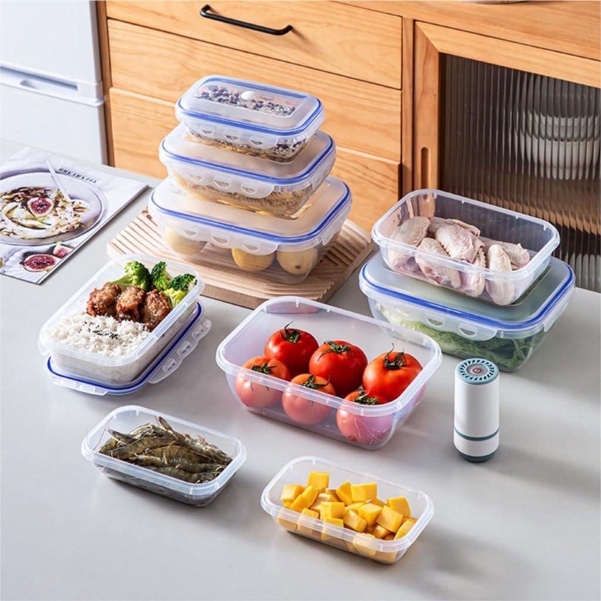 Voedselcontainer - Vershouddoos - Voedsel Bewaren - Luchtdicht Verzegeld - 2500ml - Blauw
