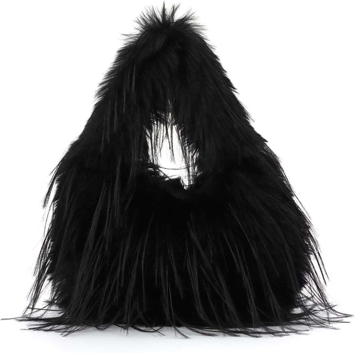 Schattige Fluffy Handtas voor Dames van Faux Fur met Schouderband en Ketting, Perfect voor Y2K Stijl