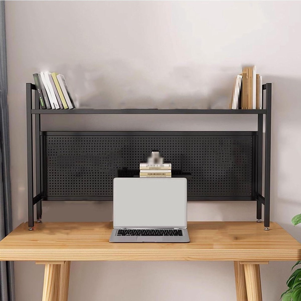 Bureau Boekenplank - Opbergrek - Werkplek Organiseren - Geperforeerd Bord - 95 x 22 cm - Zwart