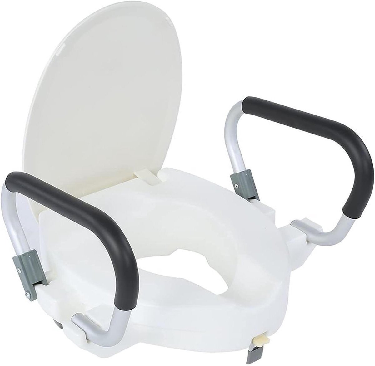 Verhoogde Toiletbril - Toiletverhoger - Hogere Zithoogte - Met Armleuningen - 10 Cm Verhoging - Wit