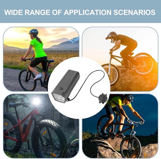 Fietslamp met Bel - Nachtlamp Fiets - Veilig Fietsen - 300 Lumen Helderheid - 1200mAh Batterij - Zwart — afbeelding 5