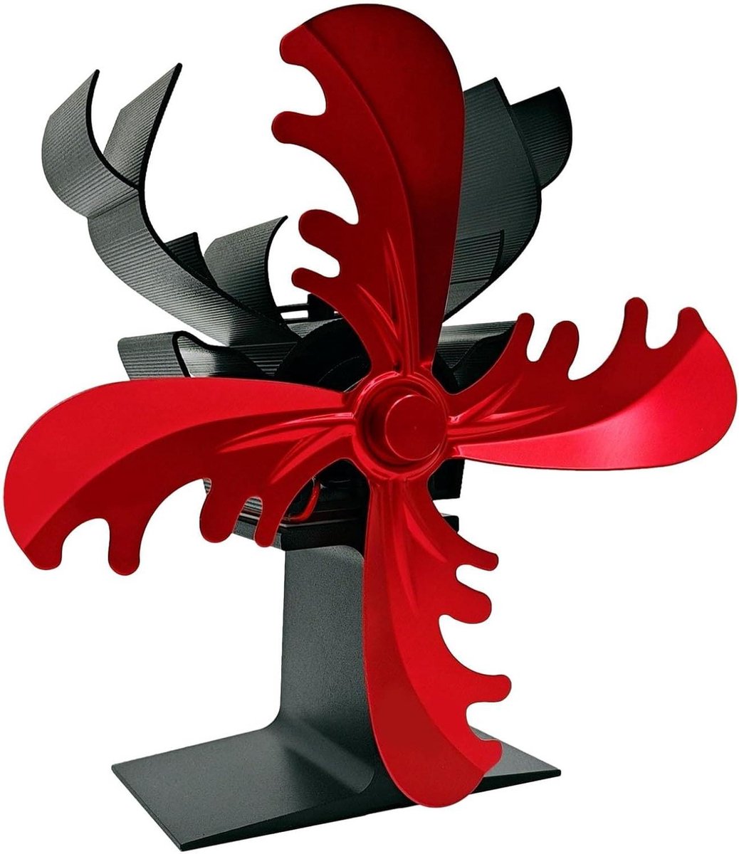 Haardventilator - Kachel Ventilator - Warmte verspreiden - Warmte aangedreven - 180x90x190 mm - Rood
