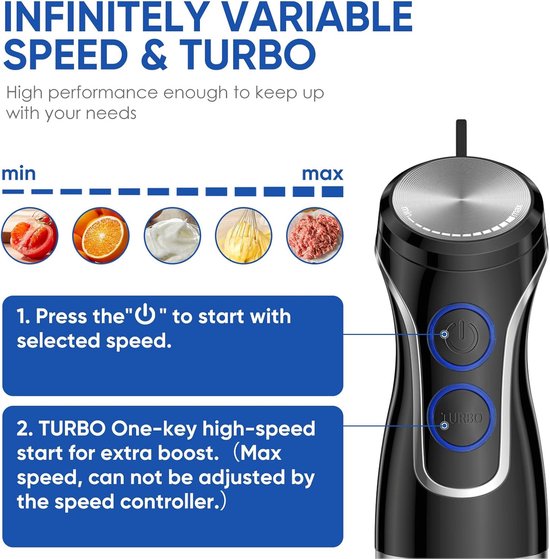 Handblender Set - Staafmixer Keuken - Smoothies Maken - 3-in-1 Functionaliteit - 800 Ml Beker - Zwart — afbeelding 5