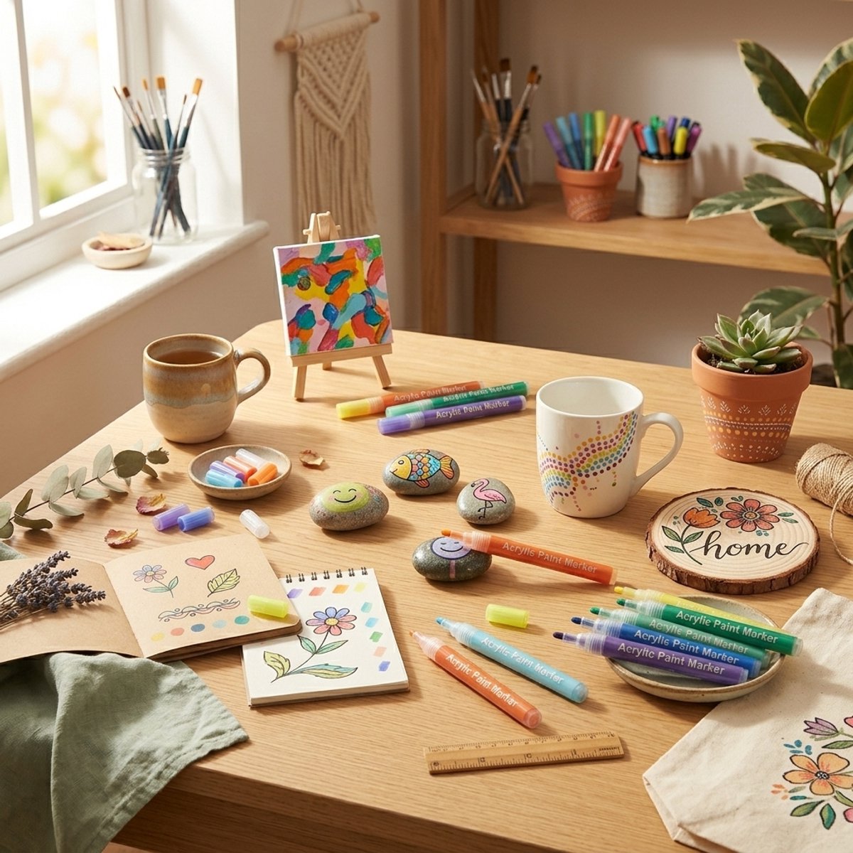 Premium Creatives Acryl Stiften - Happy Stones - Verfstiften - Acrylverf - Tekenset - Stiften - 20 kleuren - Inclusief Etui — afbeelding 6