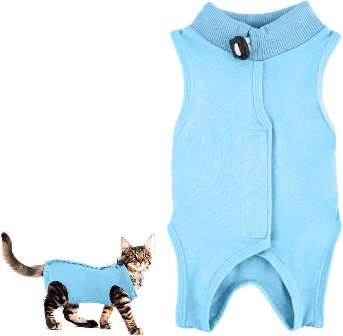 Herstelpak voor Kittens en Honden, Ademend en Comfortabel, Alternatief voor E-Collar na Chirurgie, Geschikt voor Buikwonden (Blauw, S)