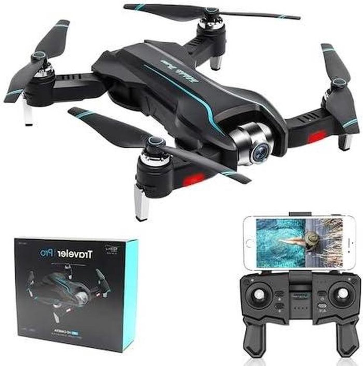 Opvouwbare Drone - RC Quadcopter - Vliegen en Filmen - 1080P HD Camera - Opvouwbaar - Zwart
