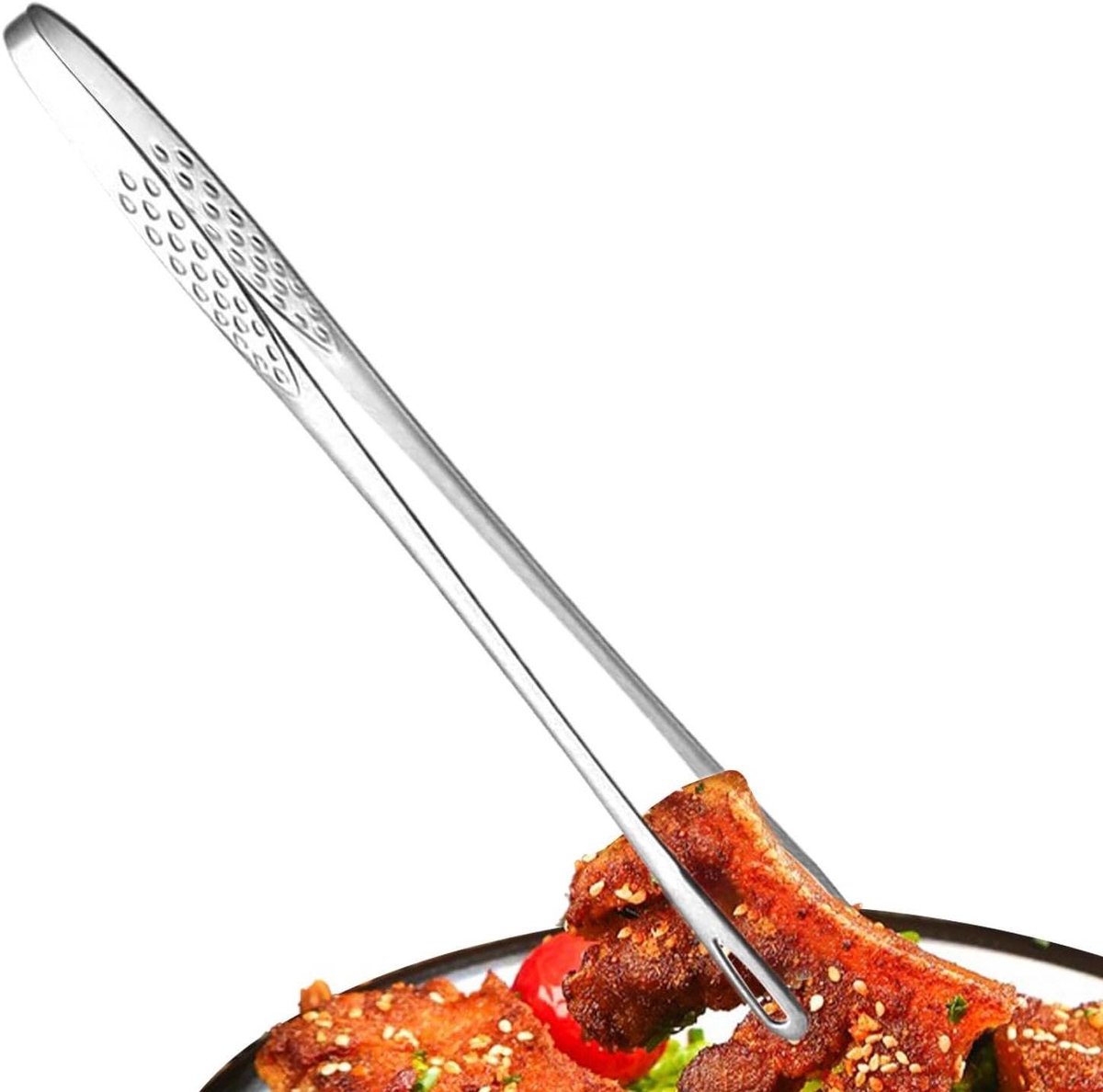 Kookpincet - Keuken tang - Gerechten serveren - Hittebestendig ontwerp - 24 cm - Zilver