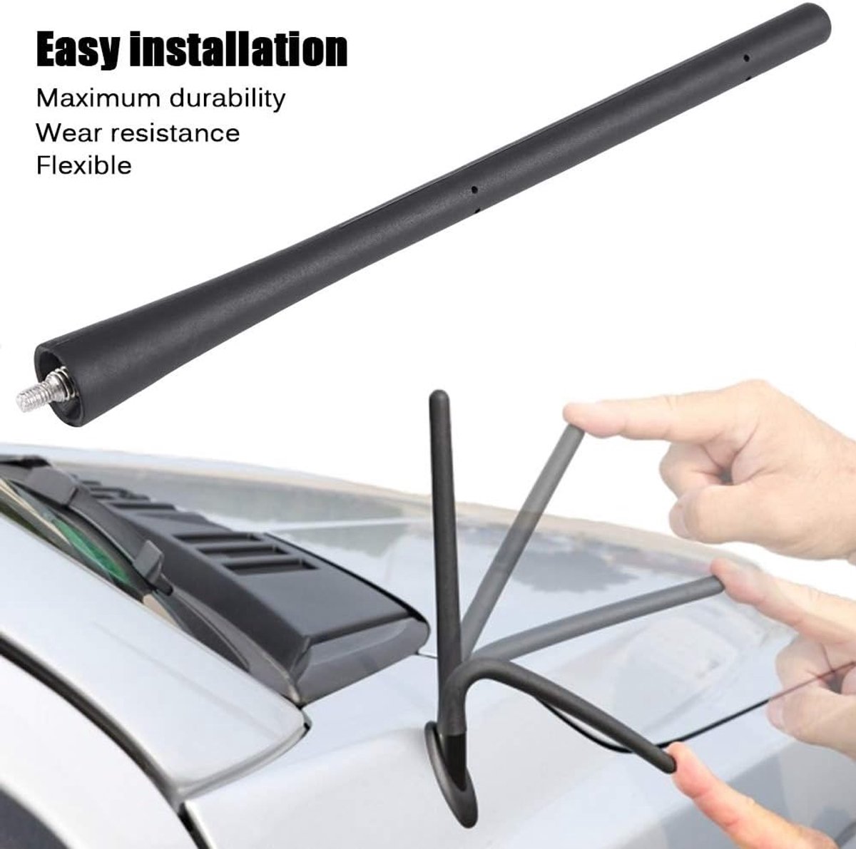 Auto Antenne Mast - Vervangende Mast - Radio Ontvangst - Duurzame Constructie - 7 Inch - Zwart