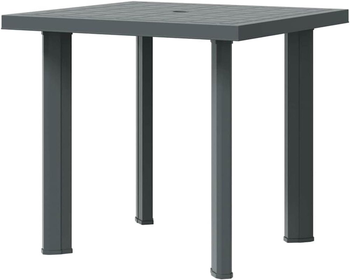 Weerbestendige groene kunststof tuintafel, 80 x 75 x 72 cm, met paraplugat, gemakkelijk schoon te maken, perfect voor buiten, terras, camping, barbecue en terrasgebruik