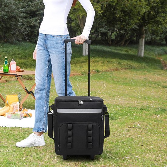 Draagbare ijsbox - Koeltas op wielen - Outdoor reizen - Grote capaciteit - 35 liter - Zwart — afbeelding 4