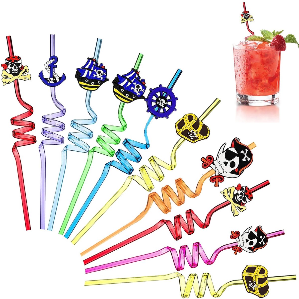 Dailygoods - Dailygoody - Kinderverjaardagsfeestdecoratie - Herbruikbare plastic rietjes - Veilig en duurzaam - Eén maat - Feestrietjes - Ideaal voor kinderverjaar.