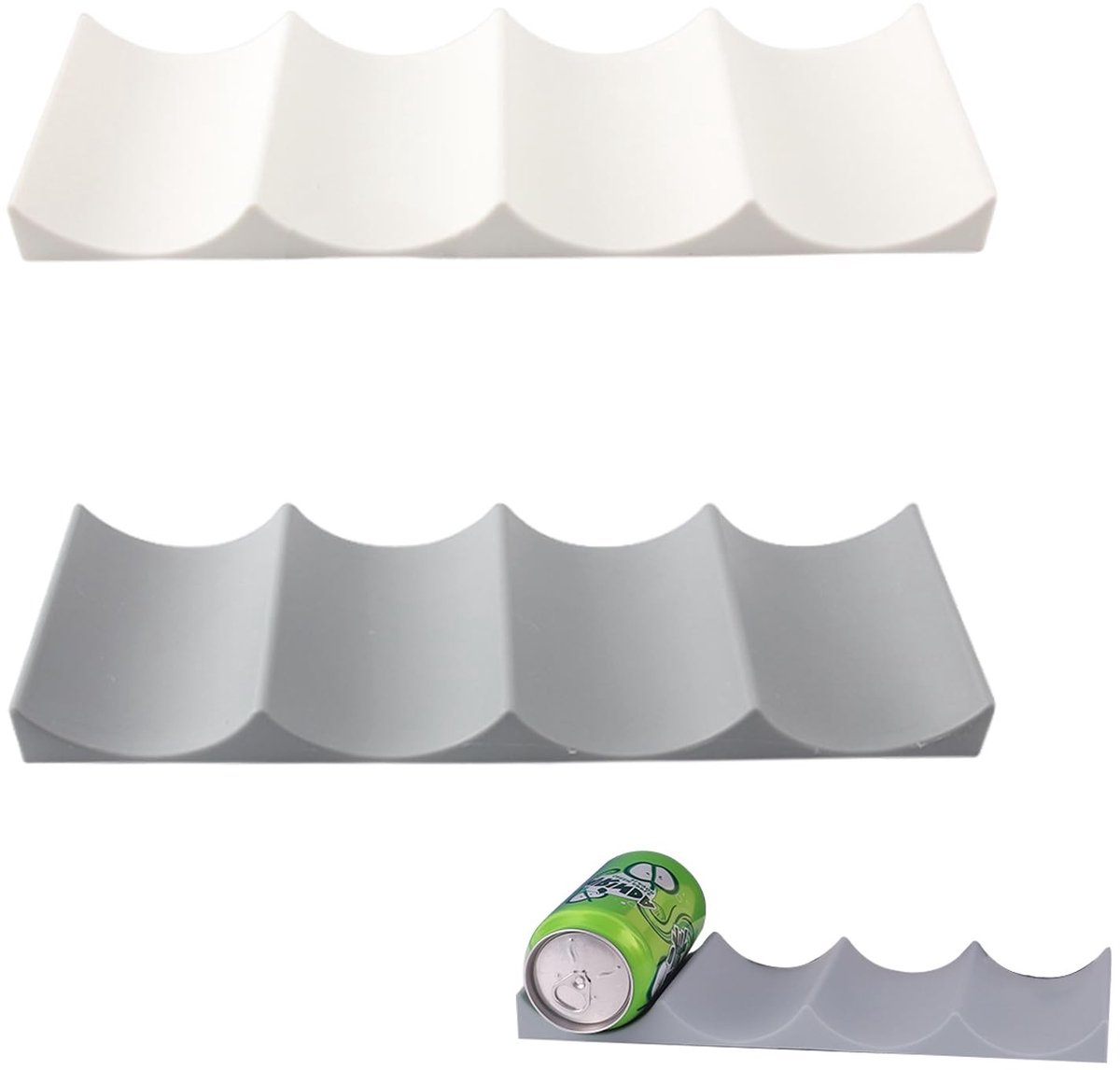 Dailygoods - Dailygoody - Koelkast Wijnrek - Stapelbare flessenhouder - Efficiënte organisatie - Wit/Grijs - Antislip design - Geschikt voor keuken en aanrecht