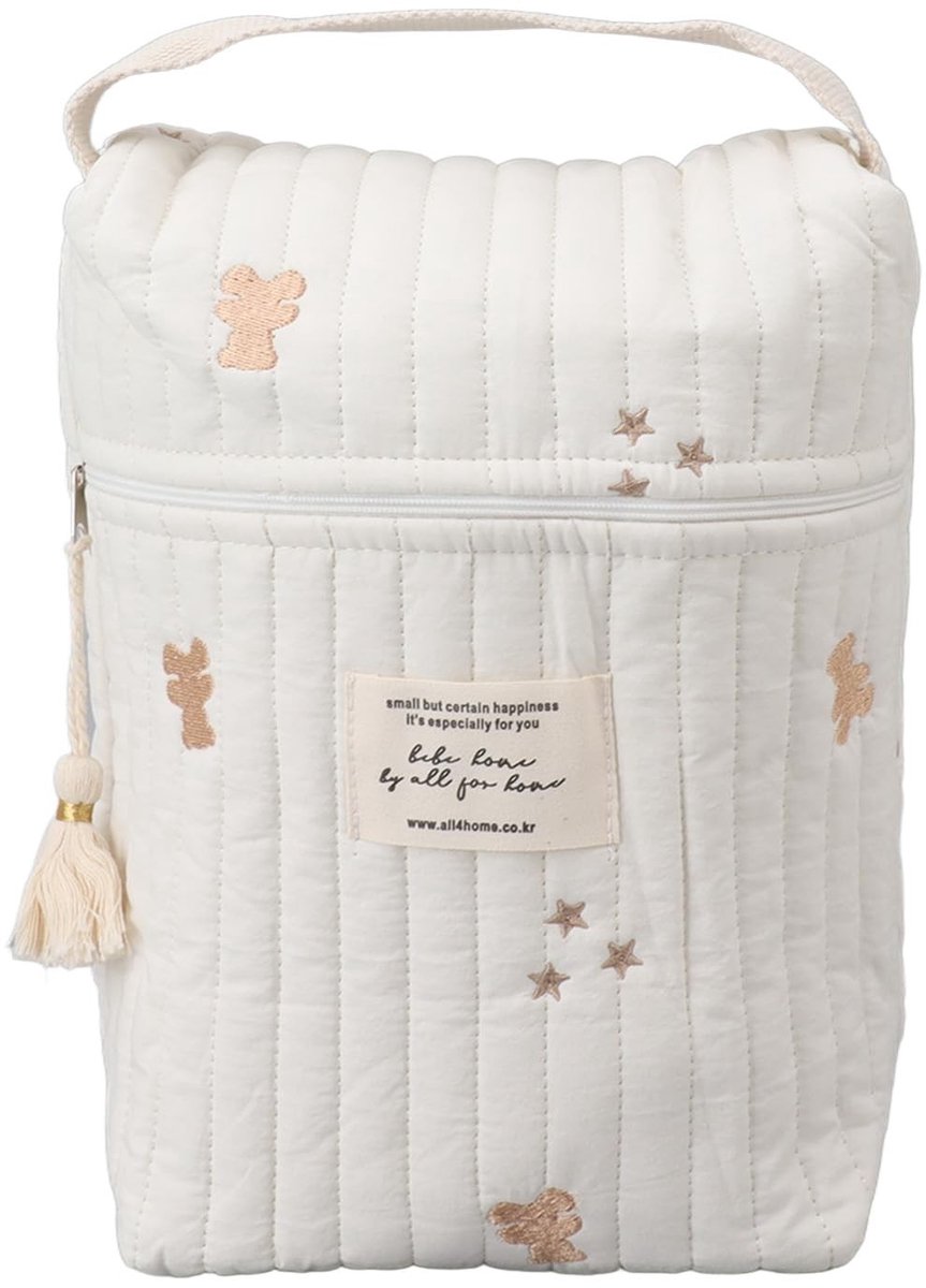 Dailygoods - Dailygoody - Flessenzak - Draagbare koeltas - Ideaal voor actieve ouders - Opvouwbare tas - Voor flessen en luiers - Perfect voor onderweg - Katoenen