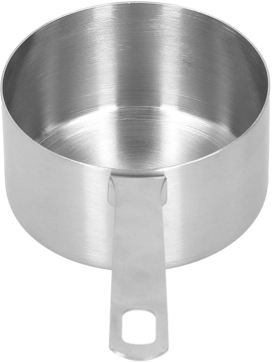 Dailygoods - Dailygoody - Maatbeker Roestvrij Staal - Maatlepel voor Bakken - Hygiënisch en Duurzaam - 1 Taza - Vleeslepel met Duidelijke Schaal - Ideaal voor Koke...