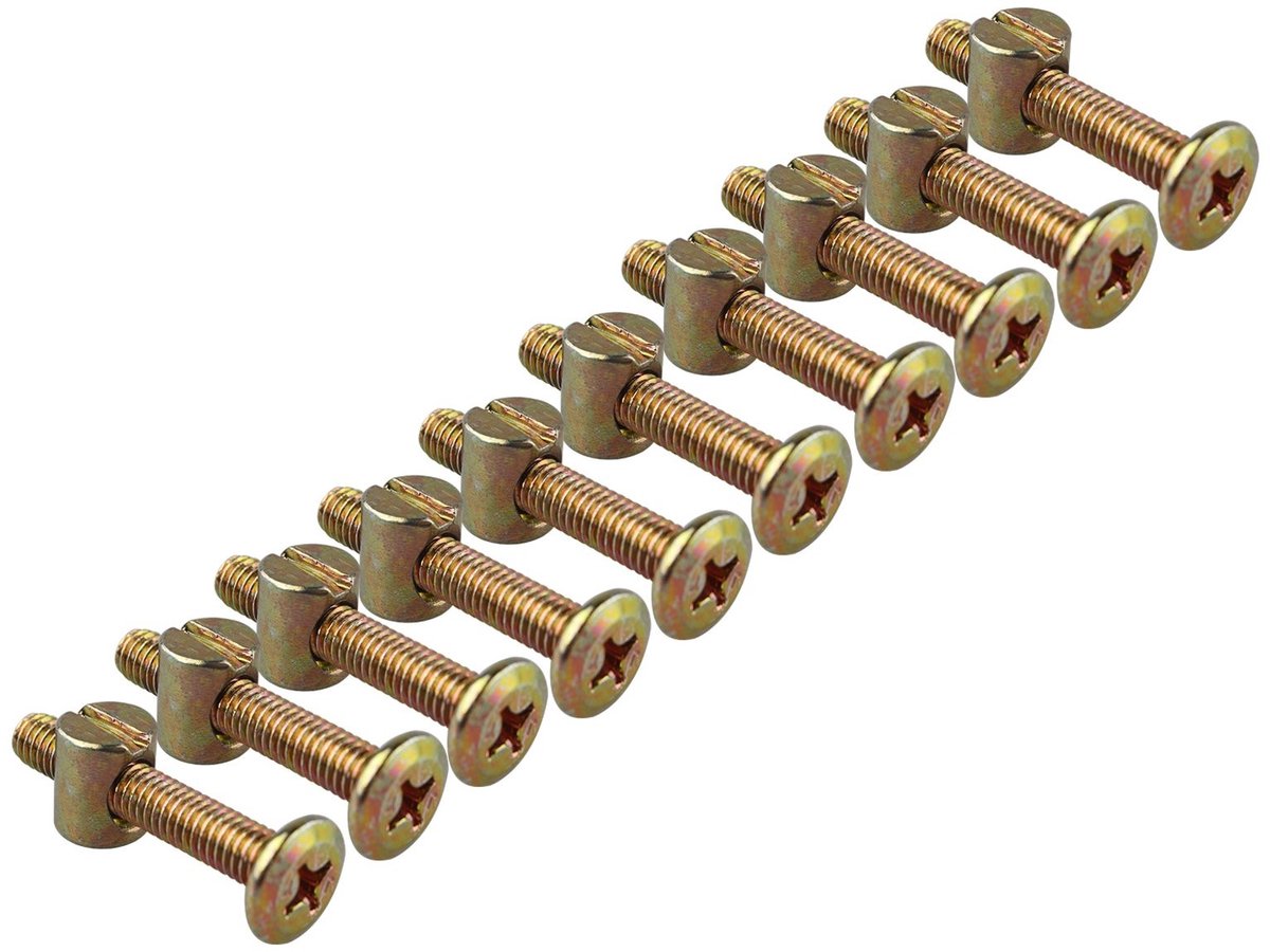 Dailygoods - Dailygoody - Inbusschroef met Sleufmoer - Meubelverbinding - Corrosiebestendig - Brons - M6 - 10 Stuks - Geschikt voor Bedden en Stoelen