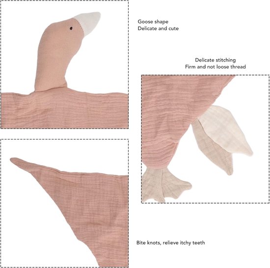 Veiligheidsdeken Gans - Zachte deken - Baby comfort - Zacht katoen - 20 x 6 cm - Roze — afbeelding 2