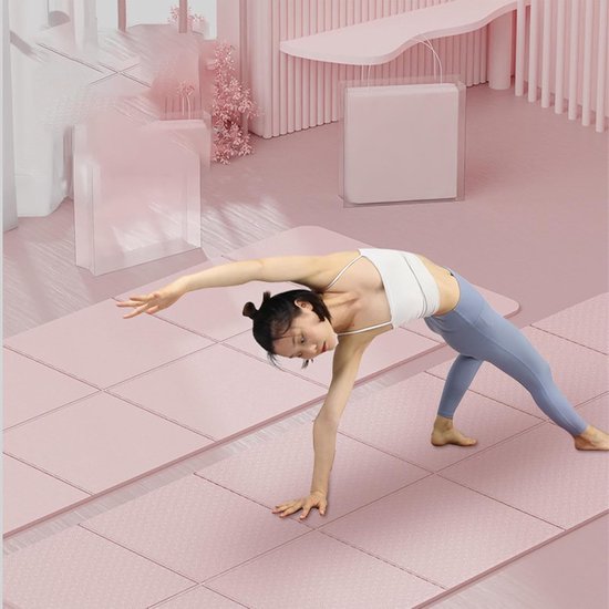 Opvouwbare Yogamat - Dunne Trainingsmat - Thuis Sporten - Lichtgewicht en Draagbaar - 182 x 61 cm - Roze — afbeelding 3