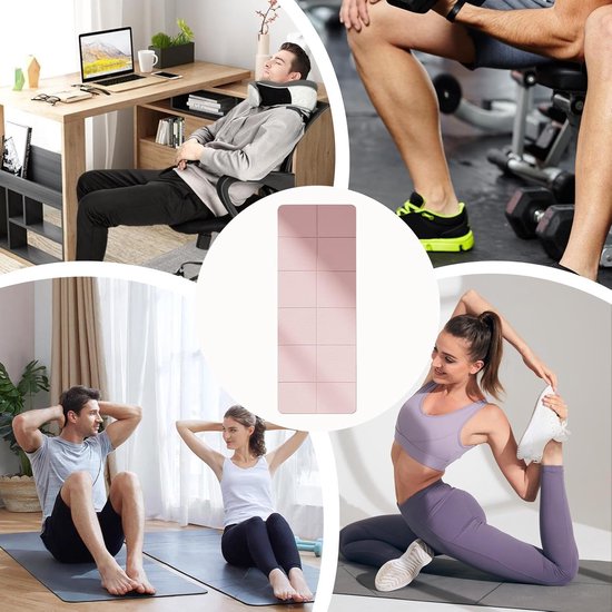 Opvouwbare Yogamat - Dunne Trainingsmat - Thuis Sporten - Lichtgewicht en Draagbaar - 182 x 61 cm - Roze — afbeelding 5