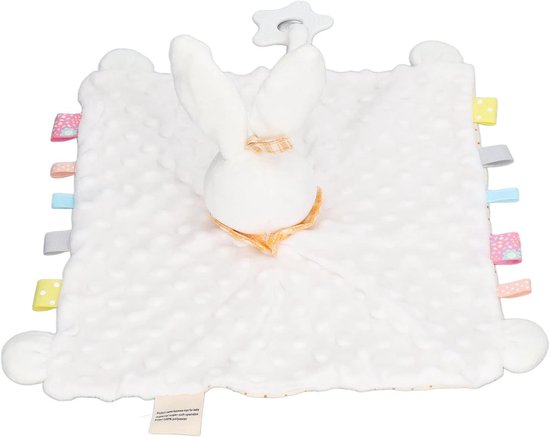 Baby Veiligheidsdeken - Knuffel Konijn - Kalmeren Baby - Met Bijtring - 31 x 35 cm - Wit — afbeelding 4
