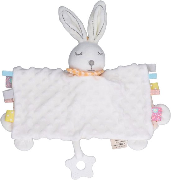 Baby Veiligheidsdeken - Knuffel Konijn - Kalmeren Baby - Met Bijtring - 31 x 35 cm - Wit — afbeelding 3