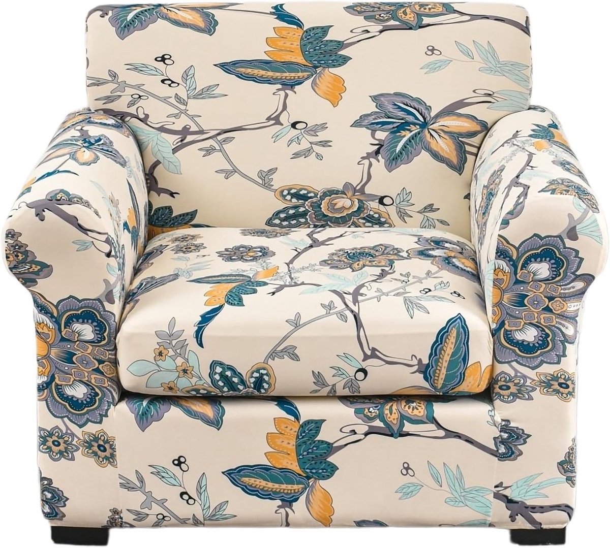 Stretchbare Sofa Cover met 2 Losse Hoezen, Elastische Bescherming voor 1-Zits Sofa, Poppies Design