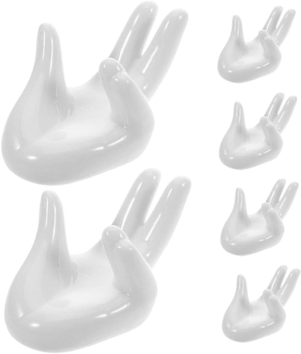 Eierdopjes Set - Eierhouders - Ontbijt Tafeldecoratie - Handvorm Design - 6 Stuks - Wit