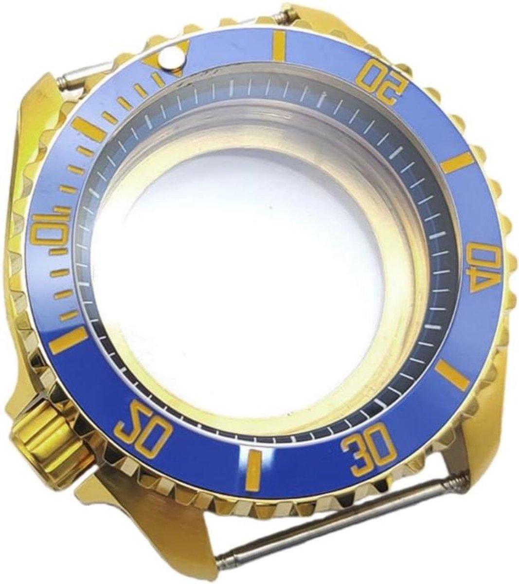 Horloge Kast - Klok Onderdeel - Zelf Klok Maken - Dubbel Saffier Glas - 42mm Diameter - Goudkleurig