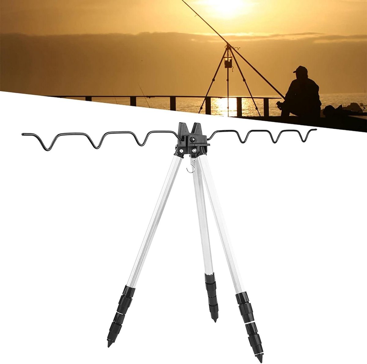 Hengelstatief - Hengelssteun - Zeevissen Stabiliseren - Hoge Sterkte - 124 cm - Zilver