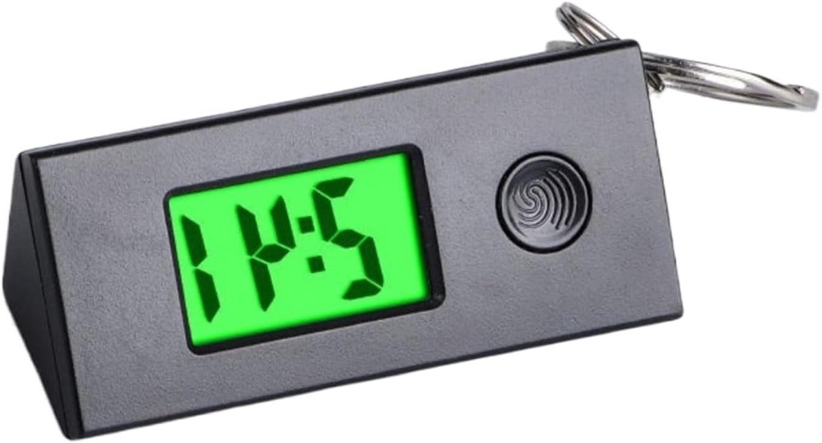Sleutelhanger Horloge - Zakhorloge Klok - Tijd Bijhouden - Compact Digitaal - 5.5x2cm - Zwart