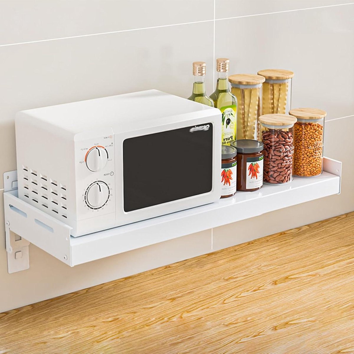 Magnetron Plank - Wandmontage Rek - Keuken Opslag - Verstelbaar Ontwerp - (38-78)x(28-40)cm - Wit