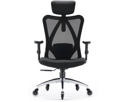 SIHOO M18-Series IJsrad Ergonomische Bureaustoel – Verstelbare Lendensteun – Ademend Mesh – W-vormige Zachte Sponszitting – Stille Wielen – Verstelbare Armleuningen & Rungleuning – 150kg