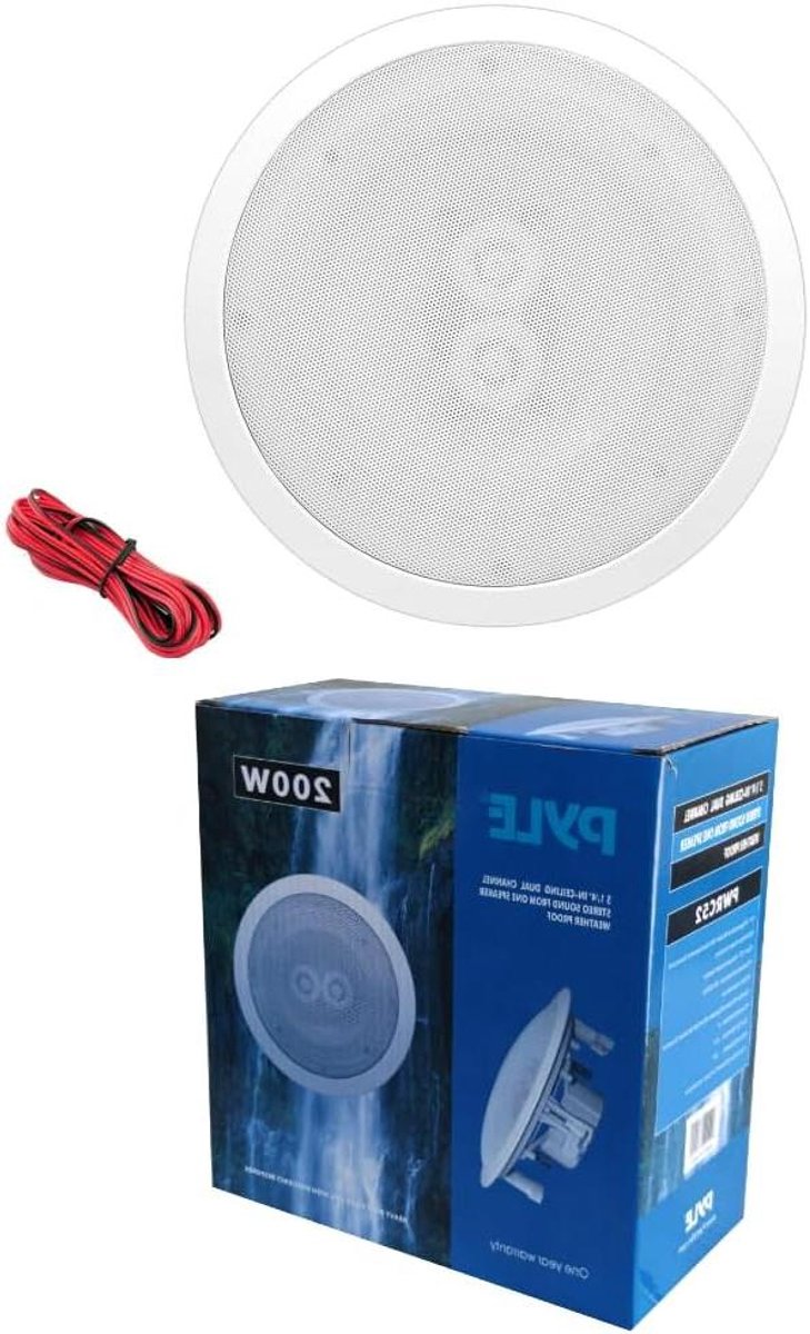 Tweekanaals luidspreker - Plafondspeaker set - Muziek luisteren thuis - Stereo geluid uit één - 135 cm diameter - Wit
