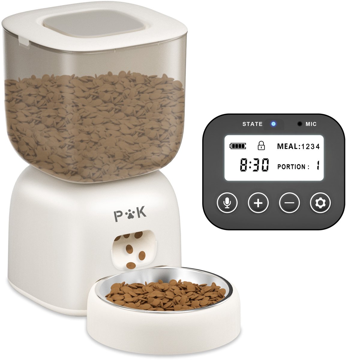 BalimoPet Automatische voerbak kat en hond - 3L - Voerbak Automatische - Voerautomaat kat - Instelbaar voedingsschema - met Timer - Voerautomaat - Wit