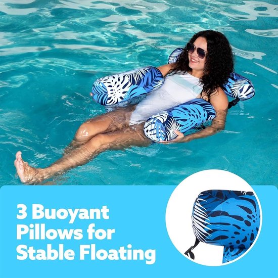 Zwembad Drijver - Opblaasstoel Water - Ontspannen in Water - Mesh en PVC Materiaal - 76x40.5x61 cm - Blauw — afbeelding 3