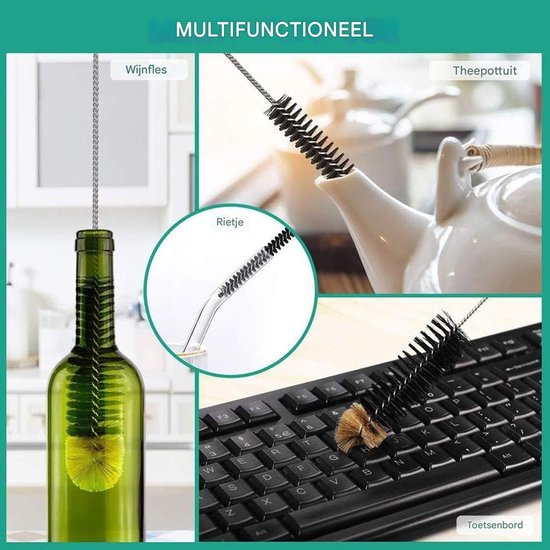 Flessenborstel Mokken Reiniger - Keuken Borstel - Fles Afwassen - Flexibele Draadkern - 40 cm Lengte - Niet gespecificeerd — afbeelding 4