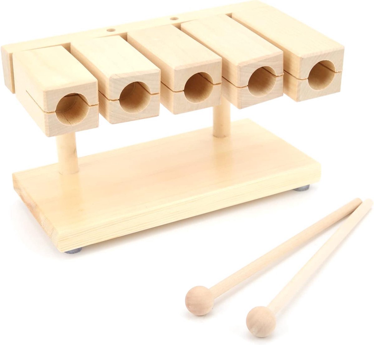Houten Percussie Blok - Muziek Blokken - Ritme Leren - 5 Verschillende Tonen - 24 x 24 x 16 cm