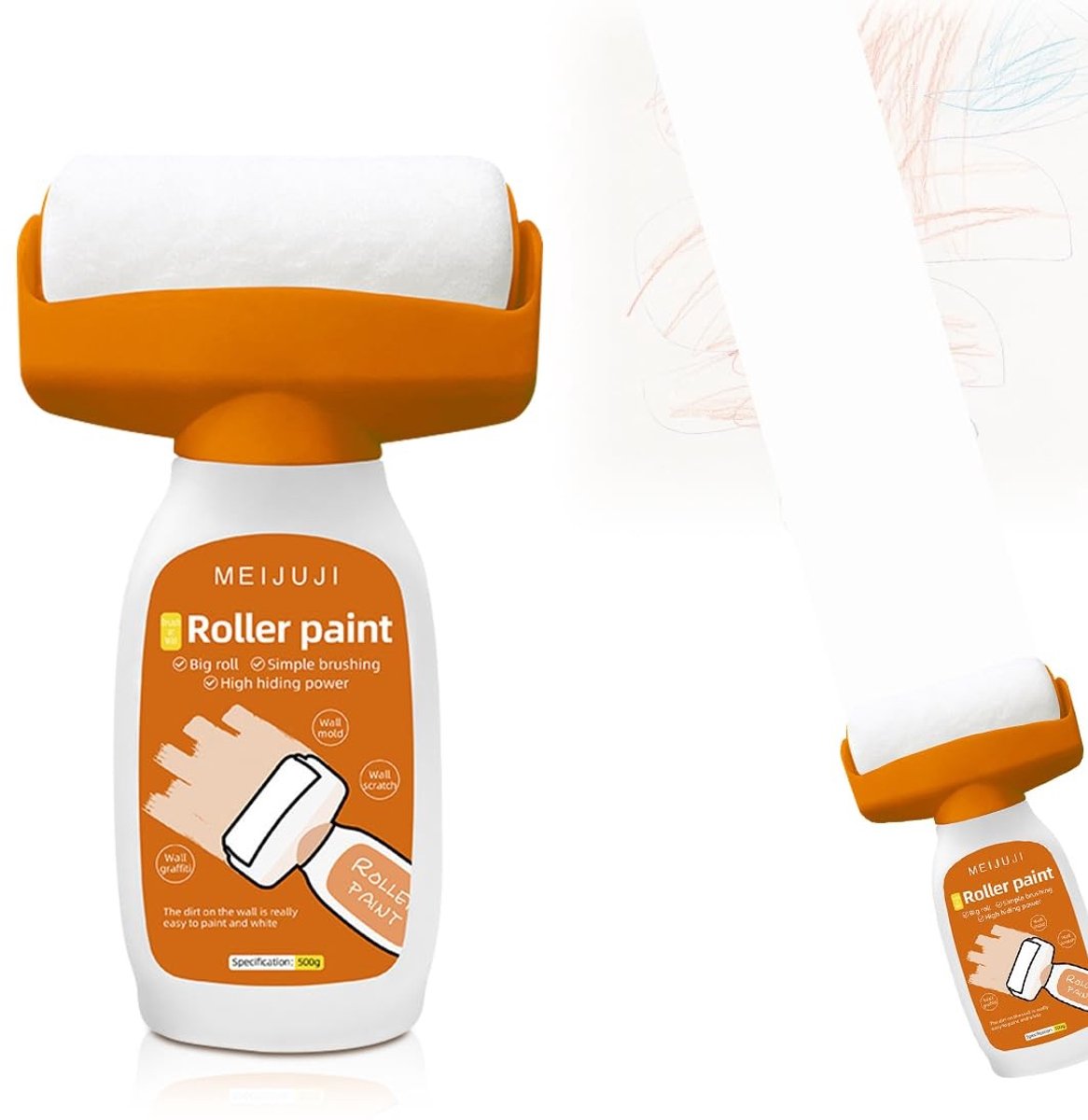 Dailygoods- Muurverf Wit 500 g - 2-in-1 Muurverfroller - Reparatieverf - Wandreparatie - Vlekken/Scheuren - Kunsthars