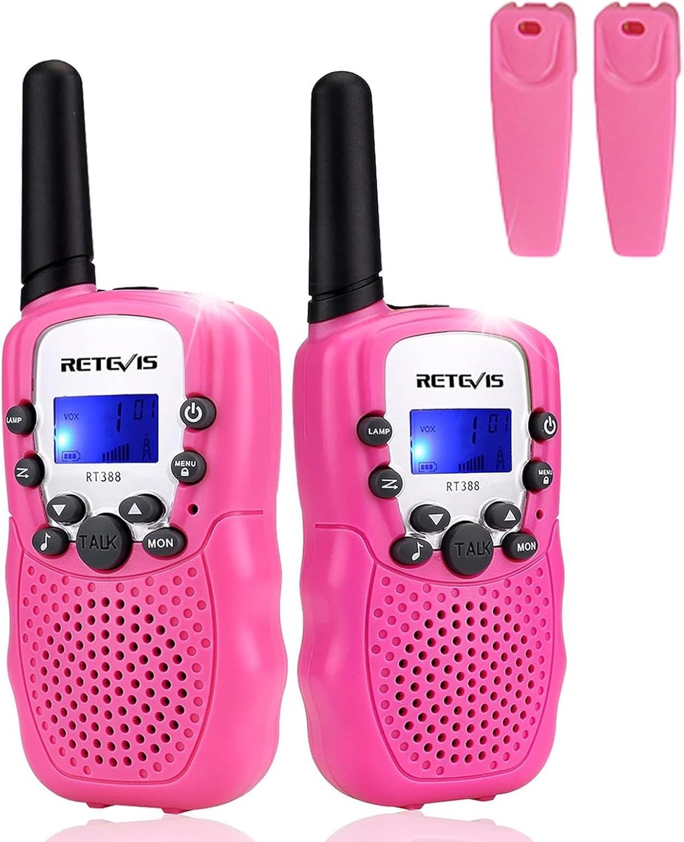 Retevis RT388 Walkie Talkie voor Kinderen-Portofoon 2 Stuks-3KM Bereik-8CH-LED-zaklamp