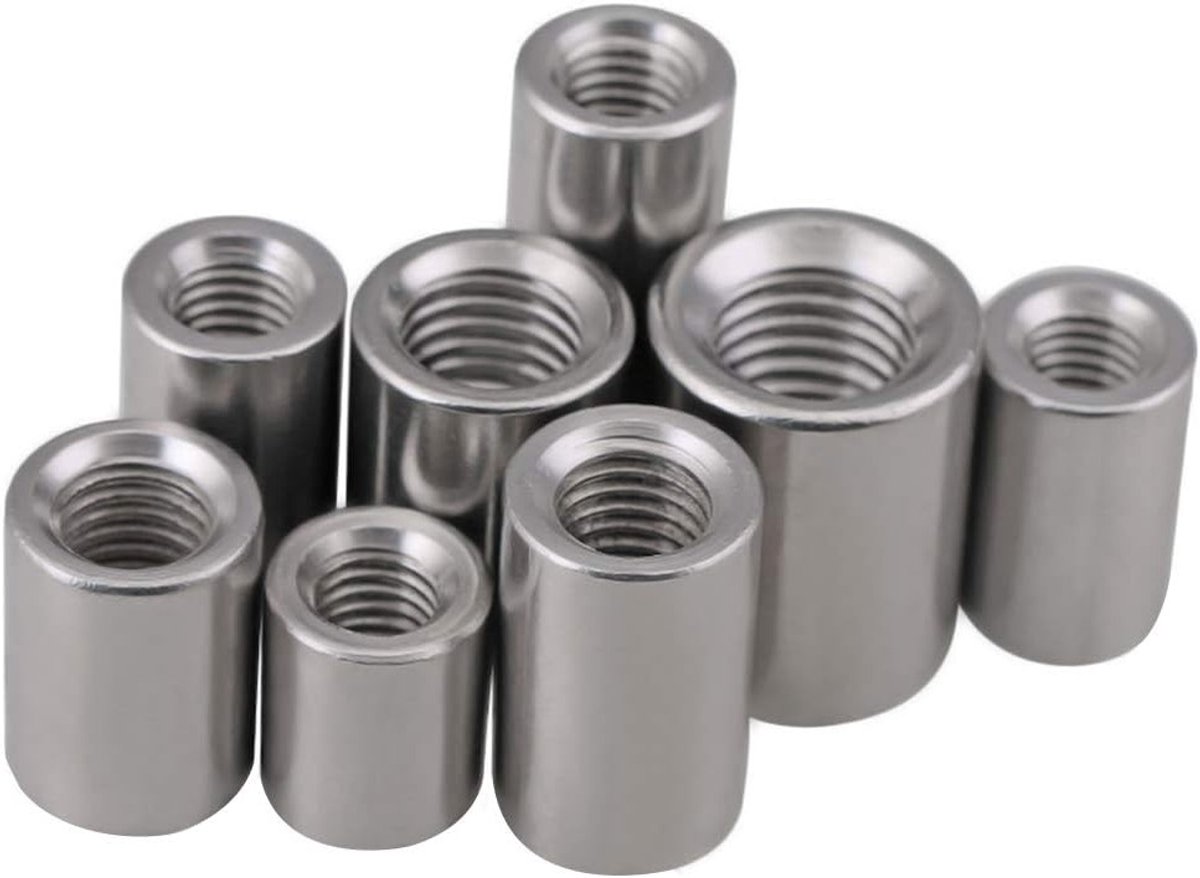 Corrosiebestendige ronde moeren van massief roestvrij staal, M5 x 10 mm, 10 stuks voor mechanische toepassingen