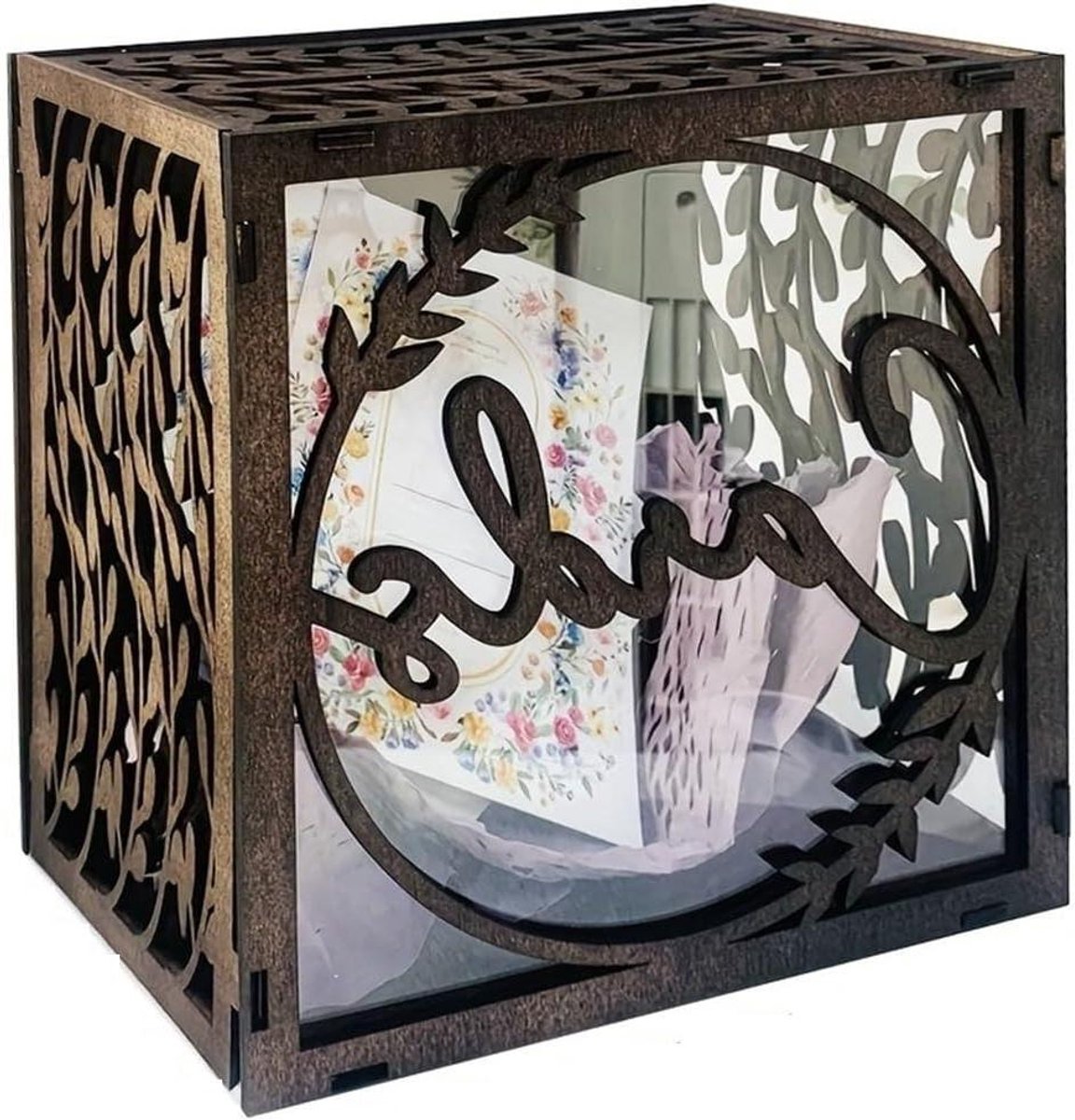 Cadeaudoos - Houten doos - Feestelijke opslag - Met slotopening - 245x245x15cm - Bruin