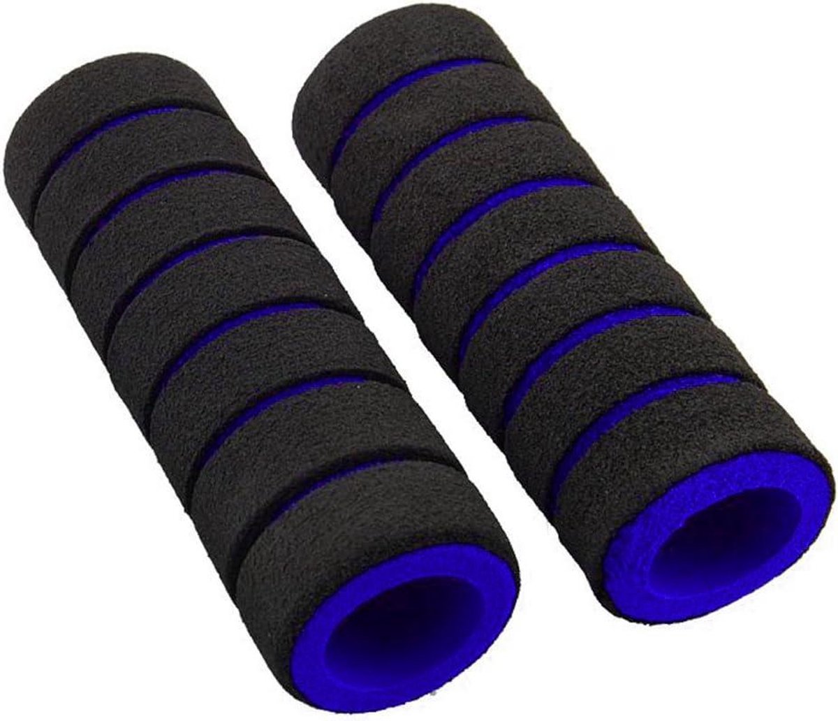 Fiets Handgrepen - Stuurhoezen - Comfortabel Fietsen - Antislip Schuim - 2 Paar - Zwart Blauw