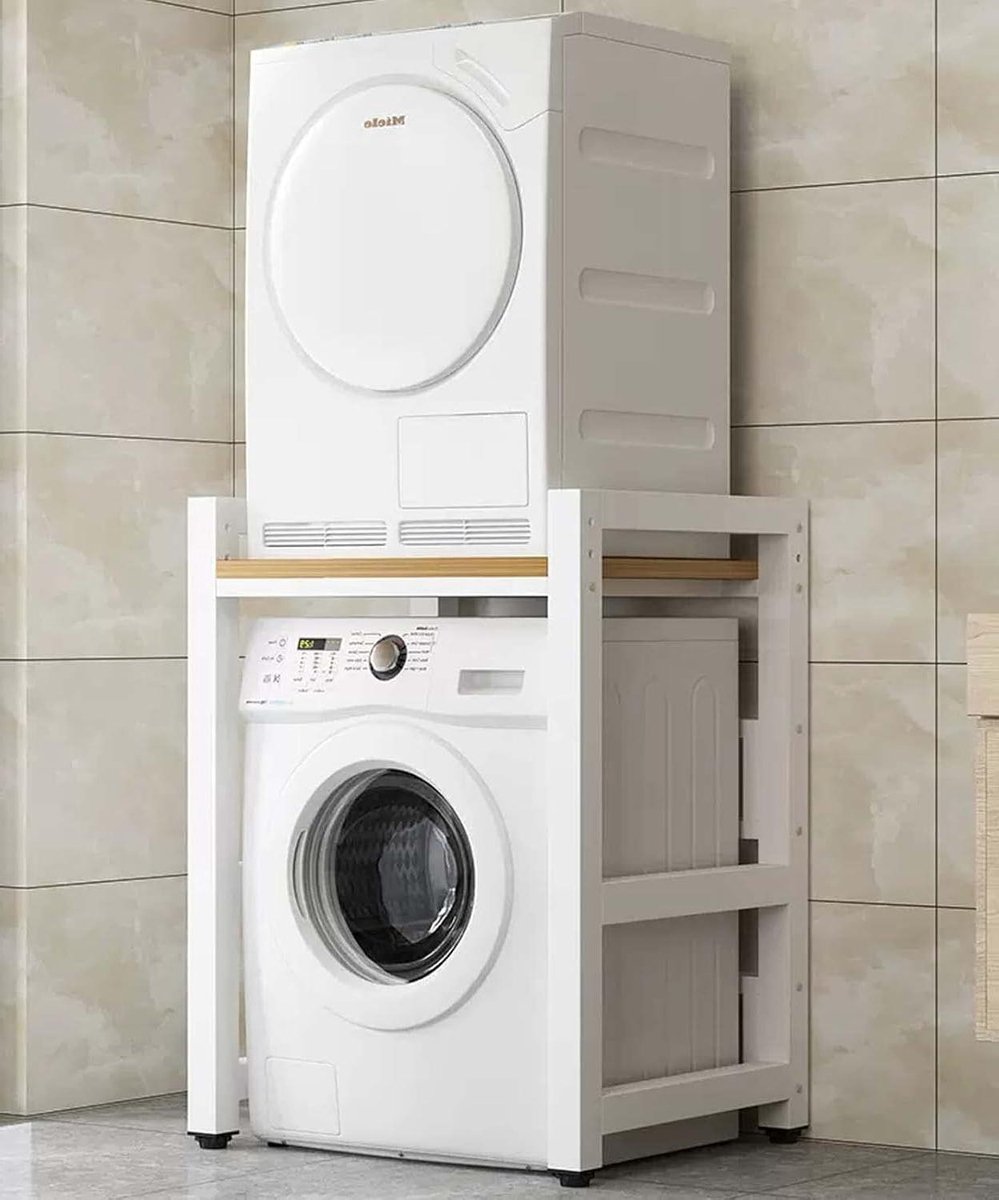Opbergplank Wasmachine - Wasruimte Organizer - Ruimte Besparen - 300 kg Capaciteit - 75x65x105 cm - Wit