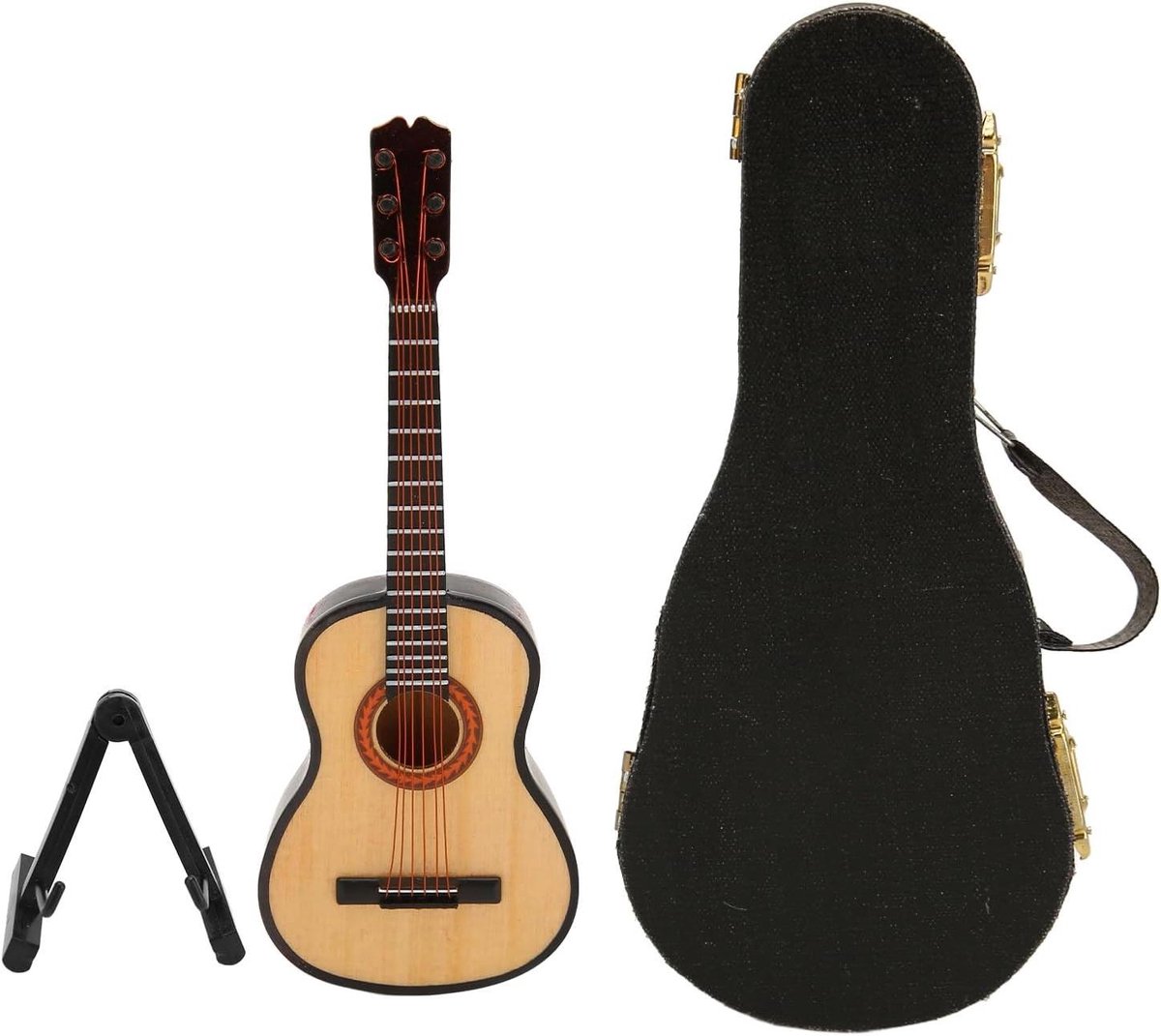 Houten Gitaar Ornament - Miniatuur Gitaar Model - Decoratie en Collectie - Echt Uiterlijk - 5 x 13 cm - Houtkleurig