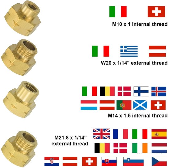 Innovra - Dailygoods - 4-delige Gasflessen Adapter Set voor Europa — afbeelding 4