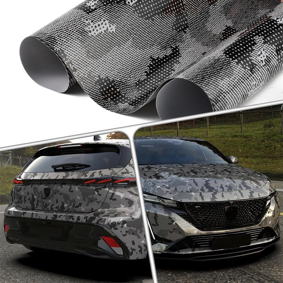 Innovra - Autofolie met Slangenpatroon in Glanzend Zwart en Grijs